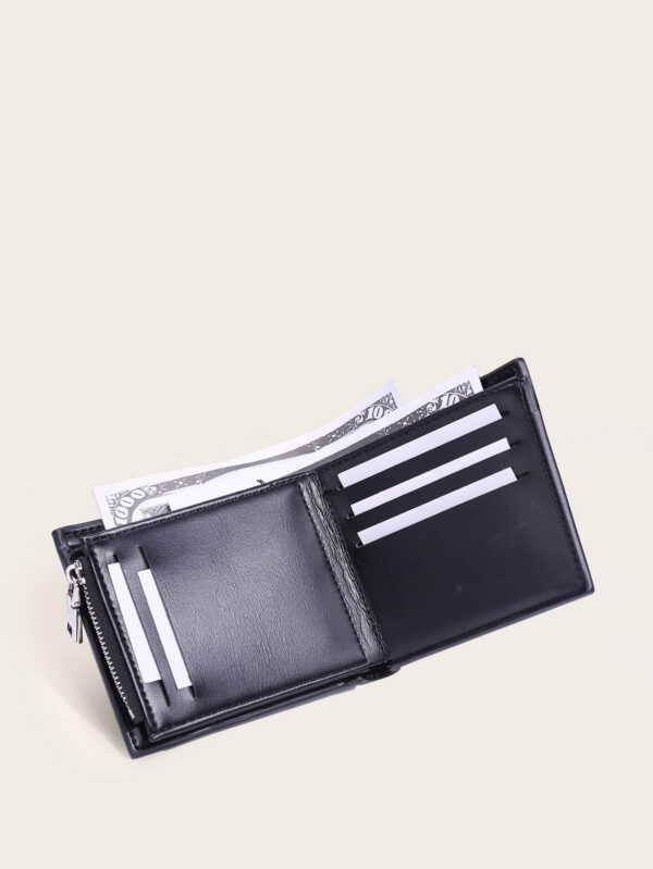 Petit portefeuille pour hommes avec graphiques de lettres, porte-cartes de crédit, fenêtre d'identification, fermeture éclair. Portefeuille mince multifonctions pour hommes. Cadeau pour papa, petit cadeau pour homme, cadeau d'anniversaire pour homme, cadeau pour petit ami, cadeau pour mari, oncle, frère, cadeau de retour à l'école, fournitures scolaires, cadeau pour professeur – Image 4