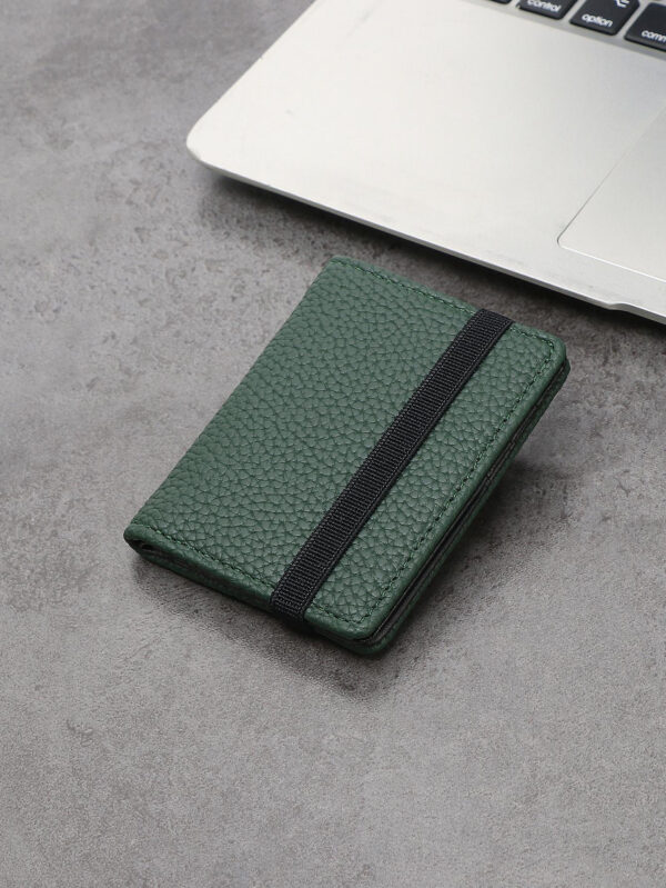 Portefeuille petit et léger à pli double en PU vert avec embossage type litchi. Idéal pour les femmes, les employées de bureau, en cadeau pour les vacances, l'anniversaire ou d'autres occasions. Porte-cartes, porte-cartes de visite, porte-cartes de crédit