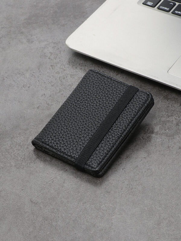 Portefeuille petit et léger à pli double en PU vert avec embossage type litchi. Idéal pour les femmes, les employées de bureau, en cadeau pour les vacances, l'anniversaire ou d'autres occasions. Porte-cartes, porte-cartes de visite, porte-cartes de crédit – Image 2