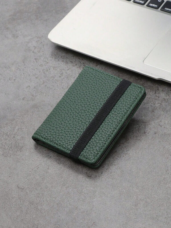 Portefeuille petit et léger à pli double en PU vert avec embossage type litchi. Idéal pour les femmes, les employées de bureau, en cadeau pour les vacances, l'anniversaire ou d'autres occasions. Porte-cartes, porte-cartes de visite, porte-cartes de crédit – Image 8