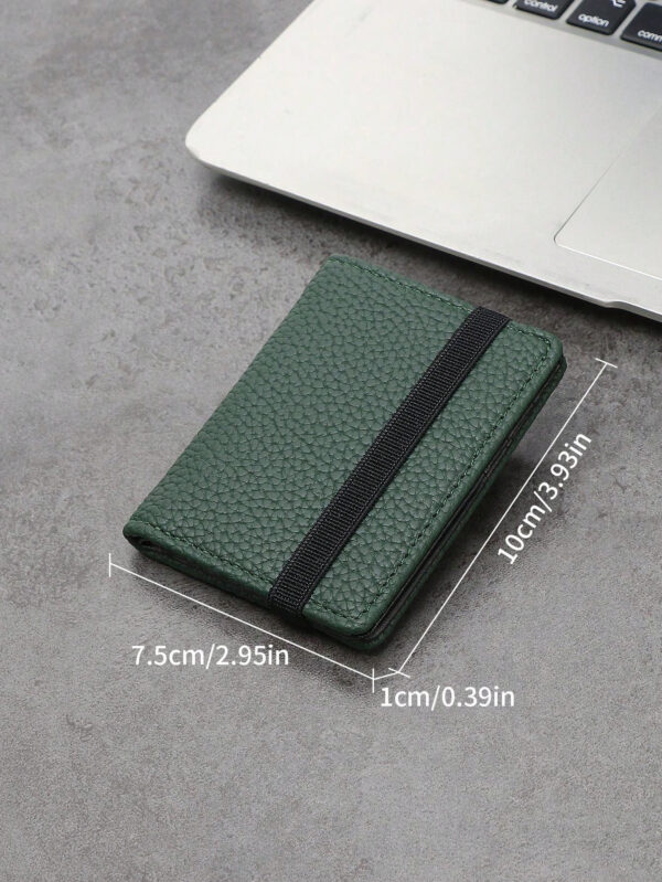 Portefeuille petit et léger à pli double en PU vert avec embossage type litchi. Idéal pour les femmes, les employées de bureau, en cadeau pour les vacances, l'anniversaire ou d'autres occasions. Porte-cartes, porte-cartes de visite, porte-cartes de crédit – Image 13