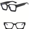 1 paire de lunettes carrées anti-lumière bleue simples pour un look à la mode et élégant. Lunettes transparentes anti-lumière bleue, accessoires – Image 2