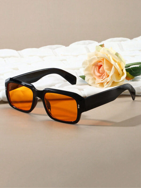 1 pièce Lunettes de soleil rétro à monture rectangulaire pour homme, en plastique, mode classique, décoration, usage extérieur, voyage, plage, vacances, anti-UV, décontracté, accessoire de plage – Image 4