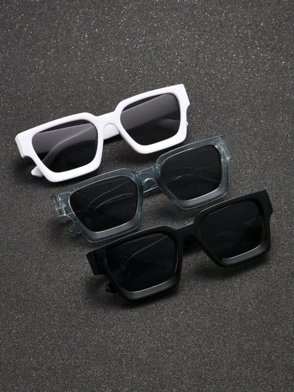 1 pièce Lunettes de soleil rétro à monture rectangulaire pour homme, en plastique, mode classique, décoration, usage extérieur, voyage, plage, vacances, anti-UV, décontracté, accessoire de plage – Image 6