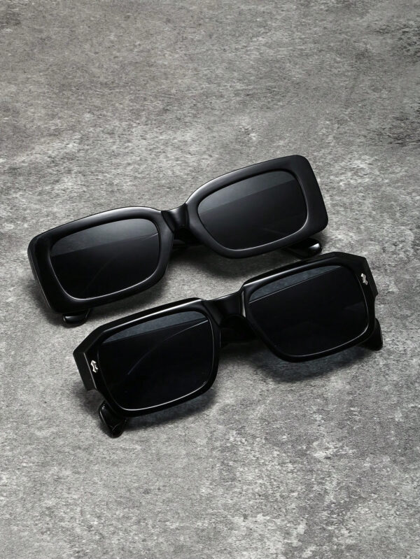 1 pièce Lunettes de soleil rétro à monture rectangulaire pour homme, en plastique, mode classique, décoration, usage extérieur, voyage, plage, vacances, anti-UV, décontracté, accessoire de plage – Image 7