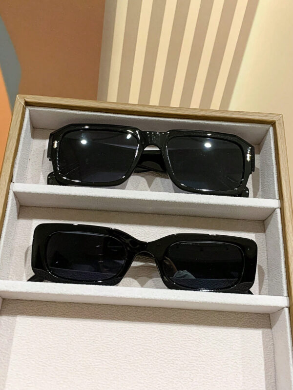 1 pièce Lunettes de soleil rétro à monture rectangulaire pour homme, en plastique, mode classique, décoration, usage extérieur, voyage, plage, vacances, anti-UV, décontracté, accessoire de plage – Image 8