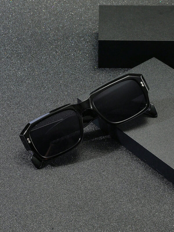 1 pièce Lunettes de soleil rétro à monture rectangulaire pour homme, en plastique, mode classique, décoration, usage extérieur, voyage, plage, vacances, anti-UV, décontracté, accessoire de plage – Image 9