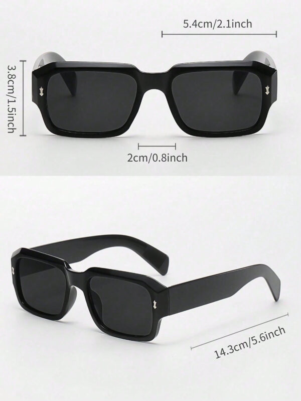 1 pièce Lunettes de soleil rétro à monture rectangulaire pour homme, en plastique, mode classique, décoration, usage extérieur, voyage, plage, vacances, anti-UV, décontracté, accessoire de plage – Image 11