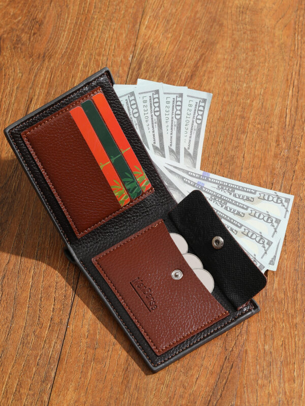 Petit portefeuille avec graphique de lettre pour hommes, petit portefeuille de poche, petit porte-monnaie pliant, portefeuille pour femmes portable, argent, espèces, cadeau pour travailleurs de col blanc, pour hommes, étudiants, travail, affaires, déplacement, bureau, anniversaire, couple, Saint-Valentin, fête – Image 2
