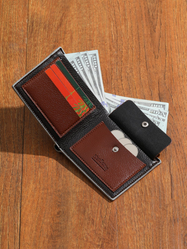 Petit portefeuille avec graphique de lettre pour hommes, petit portefeuille de poche, petit porte-monnaie pliant, portefeuille pour femmes portable, argent, espèces, cadeau pour travailleurs de col blanc, pour hommes, étudiants, travail, affaires, déplacement, bureau, anniversaire, couple, Saint-Valentin, fête – Image 3