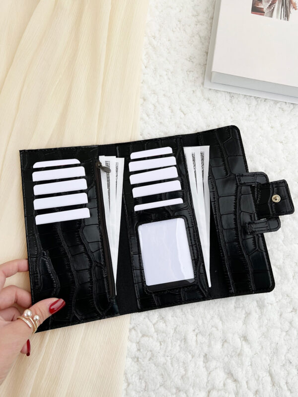 Portefeuille long plié pour femme avec relief crocodile, léger et moderne, avec emplacements pour cartes de crédit, cartes d'identité, argent et billets, idéal pour les affaires occasionnelles, les cadeaux pour les enseignants, les travailleurs, les voyages de travail et de vacances, les femmes de bureau, les vacances, les cadeaux et les fournitures scolaires pour les femmes, les cadeaux pour les petites amies et les enseignants à l'occasion de la rentrée des classes – Image 13