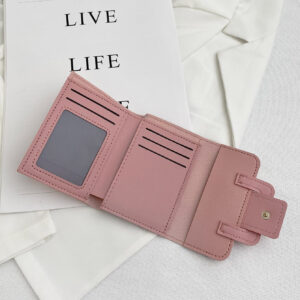 Portefeuille Minimalist Flap Small Wallet Pocket Wallet Small Purse Tri-Fold Slim Women Wallet Portable Money Cash White-Collar Workers For Female College Work Business Commute Office For Anniversary For Birthday Gift On Valentine Day Gift Hot Pink Purse Hight Quality Leather