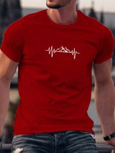 Manfinity Homme T-shirt À Manches Courtes À Col Rond Imprimé Montagne Pour Hommes – Image 3