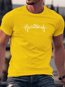 Manfinity Homme T-shirt À Manches Courtes À Col Rond Imprimé Montagne Pour Hommes – Image 5