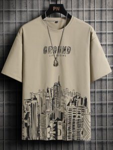 Manfinity Homme Homme T-shirt à imprimé lettre et bâtiment – Image 3