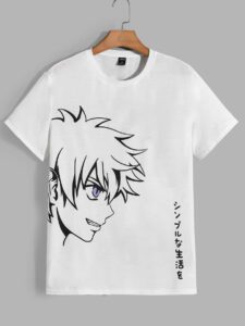 Manfinity UrbanChill T-shirt graphique pour hommes avec lettres et chiffres japonais de style anime