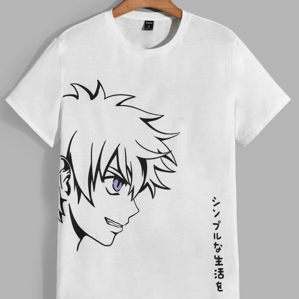 Manfinity UrbanChill T-shirt graphique pour hommes avec lettres et chiffres japonais de style anime