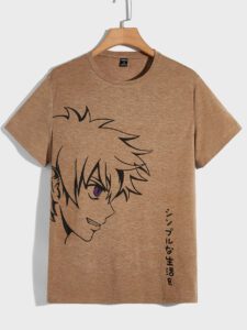 Manfinity UrbanChill T-shirt graphique pour hommes avec lettres et chiffres japonais de style anime – Image 2