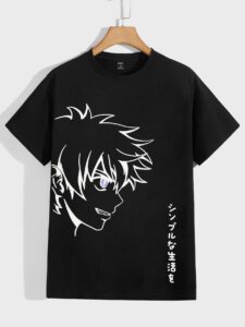 Manfinity UrbanChill T-shirt graphique pour hommes avec lettres et chiffres japonais de style anime – Image 3