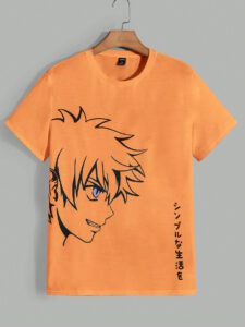 Manfinity UrbanChill T-shirt graphique pour hommes avec lettres et chiffres japonais de style anime – Image 4