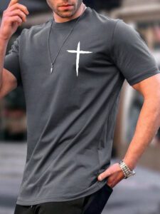 Manfinity Homme Homme T-shirt Croisé Imprimé
