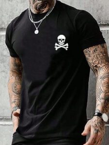 Manfinity Vacaylife T-shirt à manches courtes avec imprimé crâne pour homme, pour sortir, pour les amis
