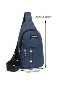1 pièce Sac de poitrine décontracté de couleur unie pour homme, nouveau sac de poitrine jeunesse, sac banane , petit sac à dos, sac bandoulière, sac de messager de poitrine en tissu oxford. Petit sac homme. Cadeau de Nouvel An chinois, Saint-Valentin, vacances de printemps et d'été, voyage – Image 3