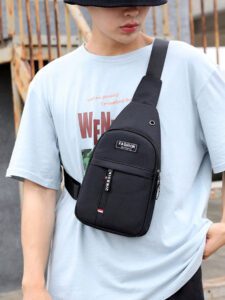 1 pièce Sac de poitrine décontracté de couleur unie pour homme, nouveau sac de poitrine jeunesse, sac banane , petit sac à dos, sac bandoulière, sac de messager de poitrine en tissu oxford. Petit sac homme. Cadeau de Nouvel An chinois, Saint-Valentin, vacances de printemps et d'été, voyage – Image 7