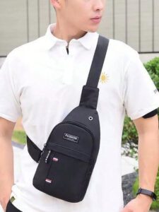 1 pièce Sac de poitrine décontracté de couleur unie pour homme, nouveau sac de poitrine jeunesse, sac banane , petit sac à dos, sac bandoulière, sac de messager de poitrine en tissu oxford. Petit sac homme. Cadeau de Nouvel An chinois, Saint-Valentin, vacances de printemps et d'été, voyage – Image 10