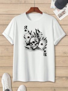 Manfinity StreetEZ T-shirt à manches courtes avec imprimé crânes et cartes à jouer pour homme, pour sortir, pour les amis – Image 2