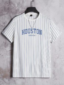 Manfinity UrbanChill Homme T-shirt À Rayures À Lettres