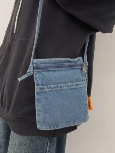Mini sac de téléphone en jean de couleur unie, sac à bandoulière portatif et transversal, convenant pour le travail, les achats, les voyages, les vacances, l'école, l'été. Cadeau personnalisé en polyester pour père, mari, petit ami. Sac pour homme pour Noël, Action de grâce, vacances. Sac fourre-tout, sac banane, sac de vélo, sac de sport, sac de randonnée, sac de poitrine, sac latéral, cartable, sac en cuir, sac besace, cadeaux pour hommes, sac de voyage, sac de camping – Image 2
