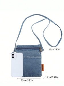 Mini sac de téléphone en jean de couleur unie, sac à bandoulière portatif et transversal, convenant pour le travail, les achats, les voyages, les vacances, l'école, l'été. Cadeau personnalisé en polyester pour père, mari, petit ami. Sac pour homme pour Noël, Action de grâce, vacances. Sac fourre-tout, sac banane, sac de vélo, sac de sport, sac de randonnée, sac de poitrine, sac latéral, cartable, sac en cuir, sac besace, cadeaux pour hommes, sac de voyage, sac de camping – Image 5