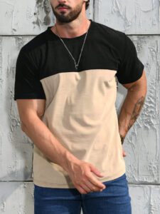 Manfinity Homme T-shirt casual à manches courtes bicolore pour homme, pour sortir, pour le mari – Image 7