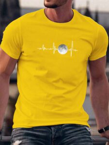Manfinity Homme T-shirt À Manches Courtes À Col Rond Imprimé Lune Pour Homme – Image 5