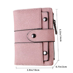 Nouveau porte-monnaie mini rétro givré pour femme avec trois volets et support de carte à boucle et stud, sac cadeau, portefeuille rose chaud, fournitures scolaires, cadeaux d'enseignants, retour à l'école