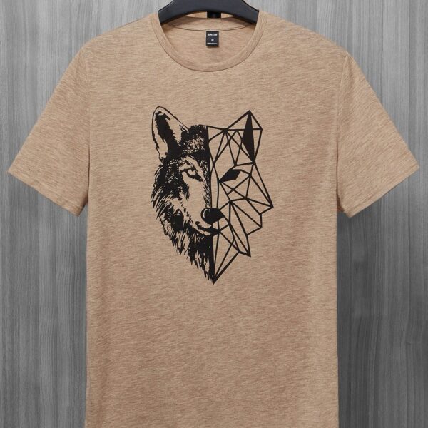 Manfinity ModaGents T-shirts pour hommes ajustés, col rond, manches courtes, tee-shirt graphique, animal, vêtements pour hommes, décontracté, mode, été