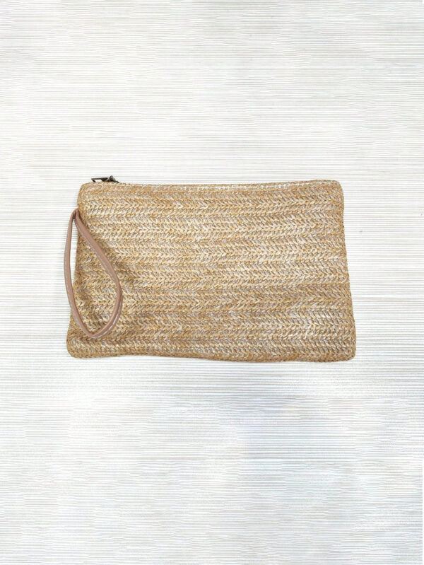 1 pièce Sac tissé porté à la main de style vacances pour femme, sac tressé en paille, sac portable polyvalent, petit sac plat frais de loisirs de vacances, sac pratique, pour les voyages d'affaires – Image 17