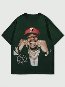 ROMWE Street Life T-shirt à manches courtes avec impression de portrait pour hommes, convient pour le port quotidien au printemps et en été, école – Image 2