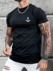 Manfinity Homme Homme T-shirt à imprimé ancre – Image 2
