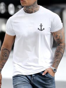 Manfinity Homme Homme T-shirt à imprimé ancre – Image 3