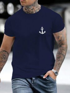 Manfinity Homme Homme T-shirt à imprimé ancre – Image 4