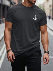 Manfinity Homme Homme T-shirt à imprimé ancre – Image 7