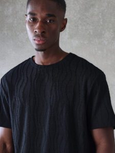 SUMWON T-shirt à manches courtes en tricot jacquard slim fit – Image 4