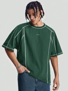 Manfinity StreetEZ T-shirt ras du cou tricoté à manches courtes avec broderie Hatsune, convient pour l'été