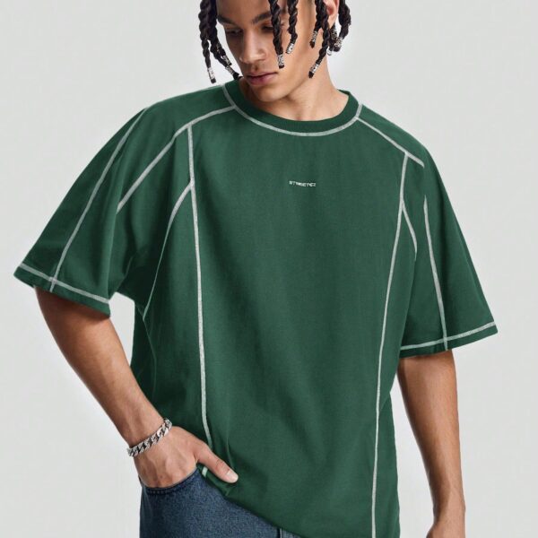 Manfinity StreetEZ T-shirt ras du cou tricoté à manches courtes avec broderie Hatsune, convient pour l'été