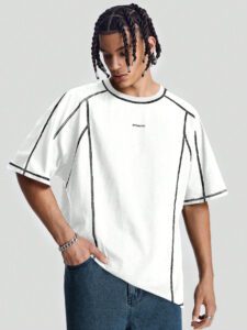 Manfinity StreetEZ T-shirt ras du cou tricoté à manches courtes avec broderie Hatsune, convient pour l'été – Image 3