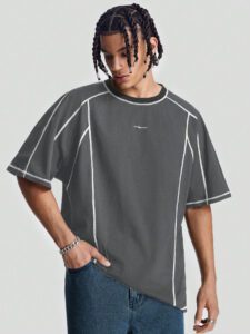 Manfinity StreetEZ T-shirt ras du cou tricoté à manches courtes avec broderie Hatsune, convient pour l'été – Image 4