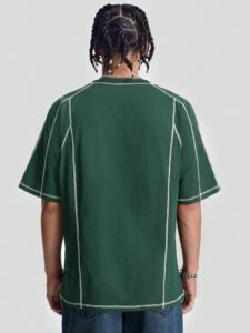 Manfinity StreetEZ T-shirt ras du cou tricoté à manches courtes avec broderie Hatsune, convient pour l'été – Image 5