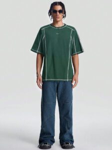 Manfinity StreetEZ T-shirt ras du cou tricoté à manches courtes avec broderie Hatsune, convient pour l'été – Image 6